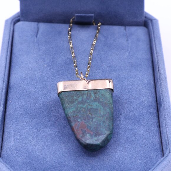 Gold-plate Chrysocolla Necklace - Picture 3 of 5